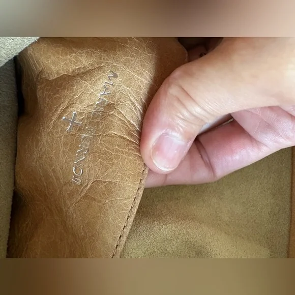 Marie Turner  Tan Leather Paper Bag Lunch Clutch Bag - Picture 9 of 11